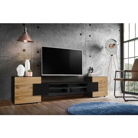 TV-Schrank Merano, Schwarz/Wotan - 3